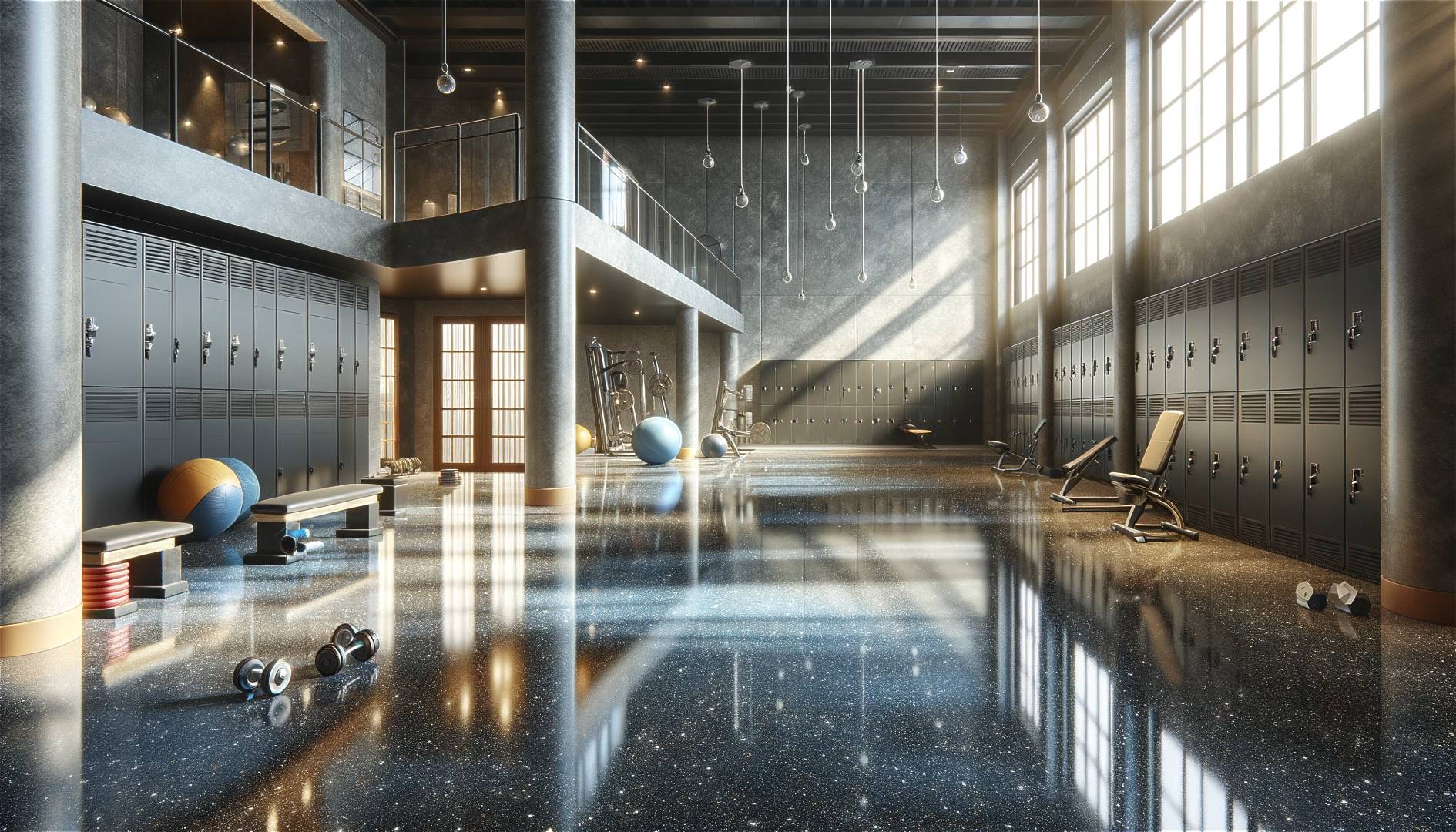 Epoxidharzboden fuer Fitnesscenter und Sporthallen 1